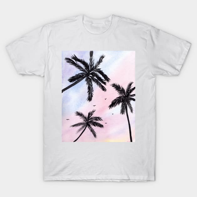 Palm Trees Sunset T-Shirt by Sandraartist